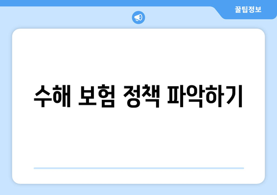 수해 보험 정책 파악하기