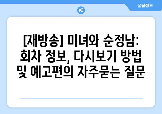 [재방송] 미녀와 순정남: 회차 정보, 다시보기 방법 및 예고편