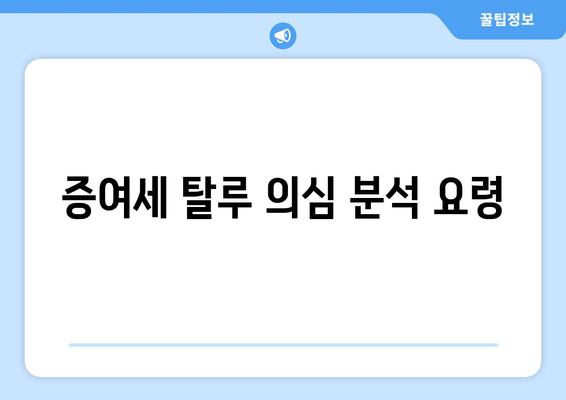 증여세 탈루 의심 분석 요령