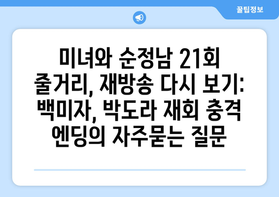 미녀와 순정남 21회 줄거리, 재방송 다시 보기: 백미자, 박도라 재회 충격 엔딩
