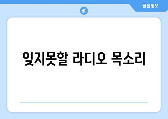 잊지못할 라디오 목소리