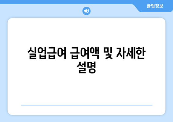 실업급여 급여액 및 자세한 설명