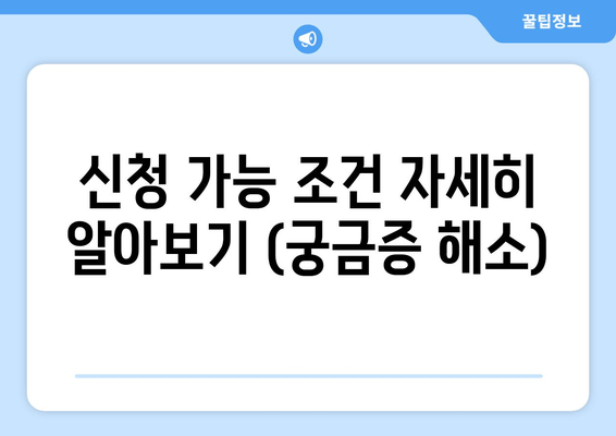 신청 가능 조건 자세히 알아보기 (궁금증 해소)