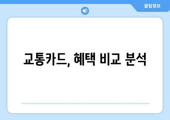 교통카드, 혜택 비교 분석