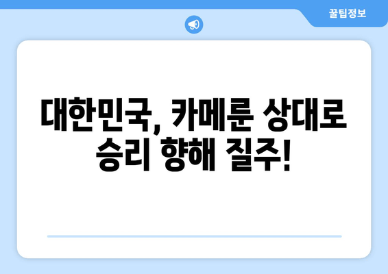 대한민국 vs 카메룬, 국가 대표팀의 승부를 향한 열전! | 실시간 중계 & 하이라이트 영상