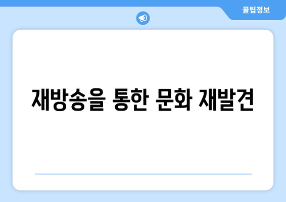 재방송을 통한 문화 재발견