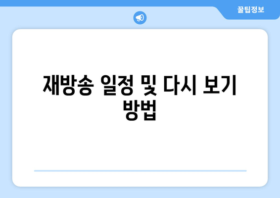 재방송 일정 및 다시 보기 방법