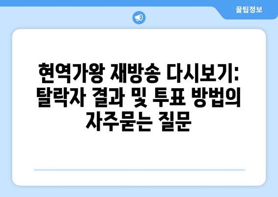 현역가왕 재방송 다시보기: 탈락자 결과 및 투표 방법