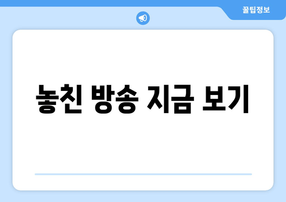 놓친 방송 지금 보기