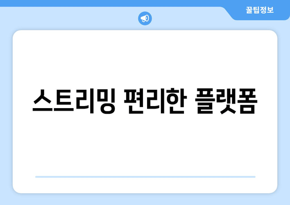 스트리밍 편리한 플랫폼