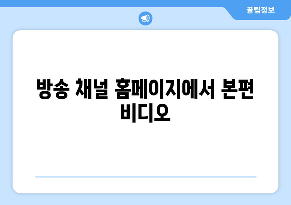 방송 채널 홈페이지에서 본편 비디오