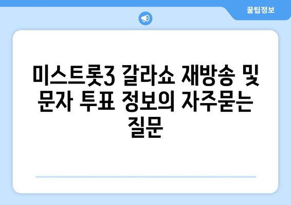 미스트롯3 갈라쇼 재방송 및 문자 투표 정보