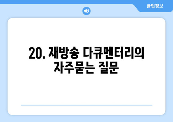 20. 재방송 다큐멘터리