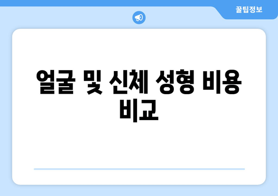 얼굴 및 신체 성형 비용 비교