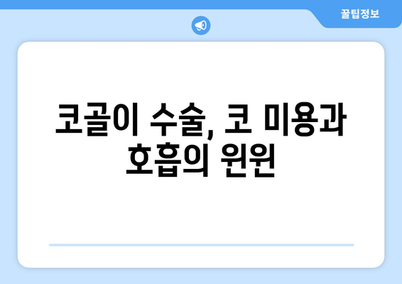코골이 수술, 코 미용과 호흡의 윈윈