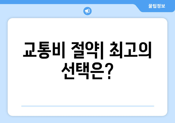 교통비 절약| 최고의 선택은?