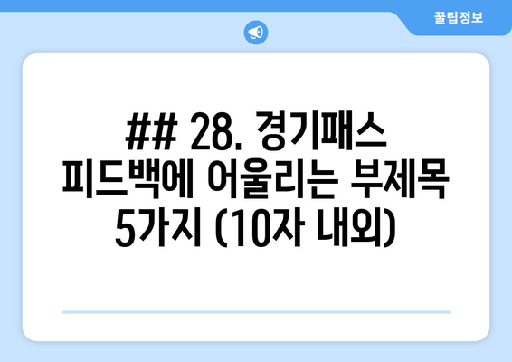 ## 28. 경기패스 피드백에 어울리는 부제목 5가지 (10자 내외)