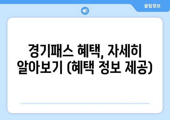 경기패스 혜택, 자세히 알아보기 (혜택 정보 제공)