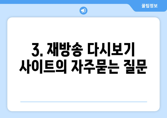 3. 재방송 다시보기 사이트