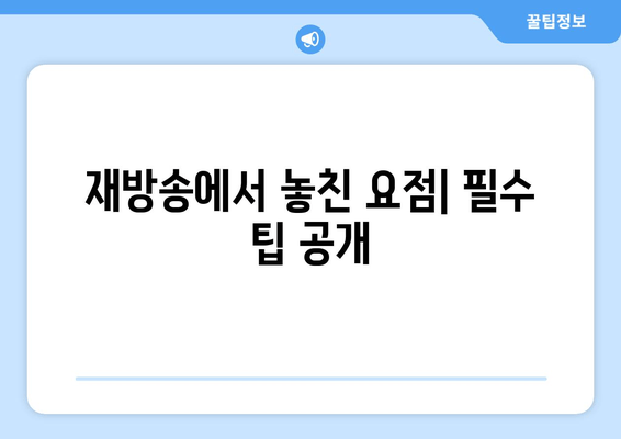 재방송에서 놓친 요점| 필수 팁 공개