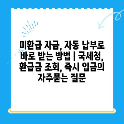 미환급 자금, 자동 납부로 바로 받는 방법 | 국세청, 환급금 조회, 즉시 입금