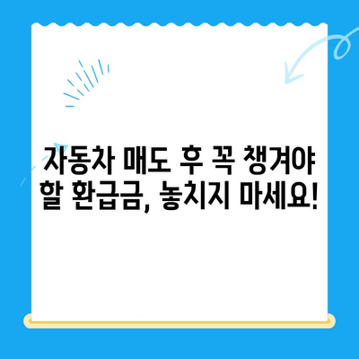 자동차 매도 후 놓치기 쉬운 미환급금, 제대로 찾아받는 방법 | 자동차 매각, 환급금, 확인, 절차, 주의사항