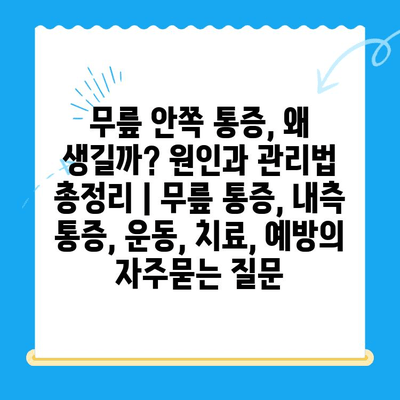 무릎 안쪽 통증, 왜 생길까? 원인과 관리법 총정리 | 무릎 통증, 내측 통증, 운동, 치료, 예방