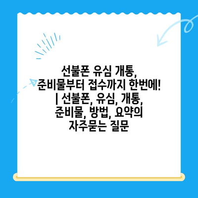 선불폰 유심 개통, 준비물부터 접수까지 한번에! | 선불폰, 유심, 개통, 준비물, 방법, 요약