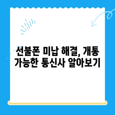 선불폰 미납 정지 후 핸드폰 개통하는 방법| 단계별 가이드 | 선불폰, 미납, 해지, 재개통