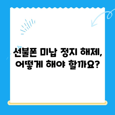 선불폰 미납 정지 해제 후 바로 개통 가능할까요? | 선불폰 미납 정지 해제, 핸드폰 개통, 가이드