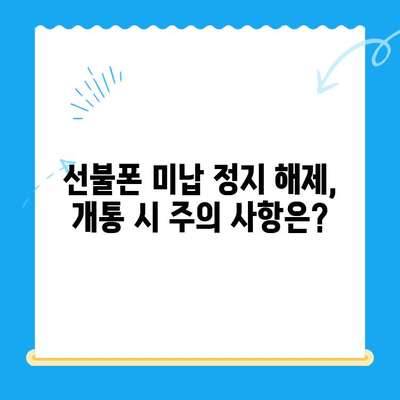 선불폰 미납 정지 해제 후 바로 개통 가능할까요? | 선불폰 미납 정지 해제, 핸드폰 개통, 가이드