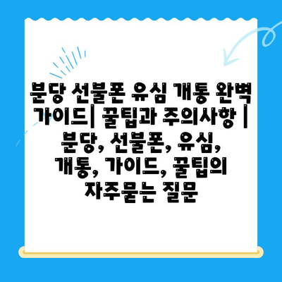 분당 선불폰 유심 개통 완벽 가이드| 꿀팁과 주의사항 | 분당, 선불폰, 유심, 개통, 가이드, 꿀팁