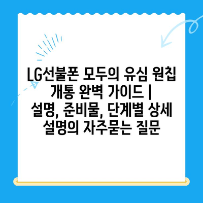 LG선불폰 모두의 유심 원칩 개통 완벽 가이드 |  설명, 준비물, 단계별 상세 설명