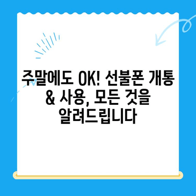 주말에도 OK! 선불폰 당일 개통 & 사용 가이드 | 선불폰 개통, 주말 개통, 당일 사용, 유심