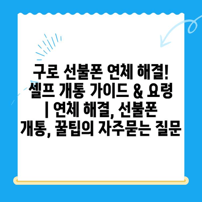 구로 선불폰 연체 해결! 셀프 개통 가이드 & 요령 | 연체 해결, 선불폰 개통, 꿀팁