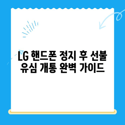 LG 핸드폰 정지 후 선불 유심 개통 완벽 가이드 | 선불 유심, 휴대폰 정지, 개통 방법, 요금제