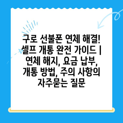 구로 선불폰 연체 해결! 셀프 개통 완전 가이드 | 연체 해지, 요금 납부, 개통 방법, 주의 사항