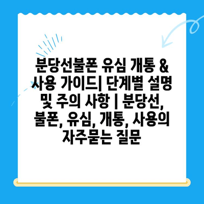 분당선불폰 유심 개통 & 사용 가이드| 단계별 설명 및 주의 사항 | 분당선, 불폰, 유심, 개통, 사용