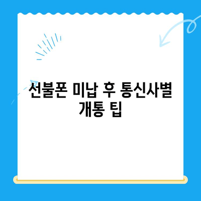 선불폰 미납 정지 후 핸드폰 개통, 어떻게 해야 할까요? | 선불폰 해지, 미납 해결, 통신사별 개통 팁