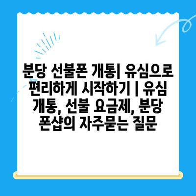 분당 선불폰 개통| 유심으로 편리하게 시작하기 | 유심 개통, 선불 요금제, 분당 폰샵