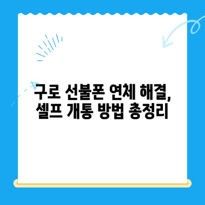 구로 선불폰 연체 해결! 셀프 개통 비용 & 방법 총정리 | 선불폰, 연체 해결, 셀프 개통, 비용