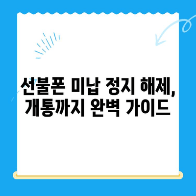 선불폰 미납 정지 해제 후 바로 개통하는 방법| 간편 가이드 | 선불폰, 미납, 정지 해제, 개통