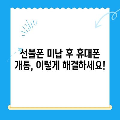 선불폰 미납 정지 후 휴대폰 개통, 어떻게 해야 할까요? | 선불폰, 미납, 정지 해제, 개통 방법, 통신사