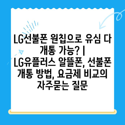 LG선불폰 원칩으로 유심 다 개통 가능? |  LG유플러스 알뜰폰, 선불폰 개통 방법, 요금제 비교