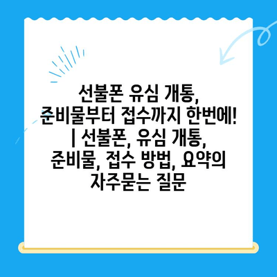 선불폰 유심 개통, 준비물부터 접수까지 한번에! | 선불폰, 유심 개통, 준비물, 접수 방법, 요약