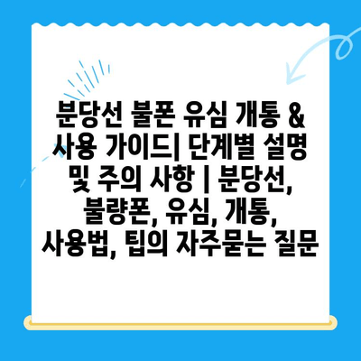 분당선 불폰 유심 개통 & 사용 가이드| 단계별 설명 및 주의 사항 | 분당선, 불량폰, 유심, 개통, 사용법, 팁