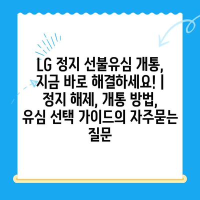 LG 정지 선불유심 개통, 지금 바로 해결하세요! | 정지 해제, 개통 방법, 유심 선택 가이드