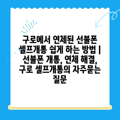 구로에서 연체된 선불폰 셀프개통 쉽게 하는 방법 | 선불폰 개통, 연체 해결, 구로 셀프개통