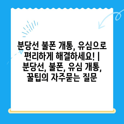 분당선 불폰 개통, 유심으로 편리하게 해결하세요! | 분당선, 불폰, 유심 개통, 꿀팁