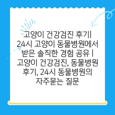 고양이 건강검진 후기| 24시 고양이 동물병원에서 받은 솔직한 경험 공유 | 고양이 건강검진, 동물병원 후기, 24시 동물병원